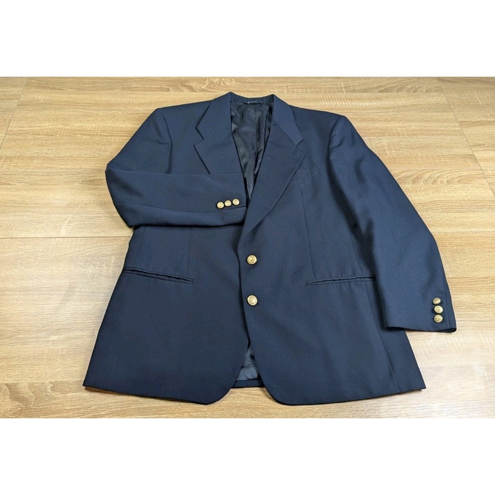 Vintage Givenchy Monsieur Blazer Mens 44 * Blue Button Up Jacket Gold Buttons